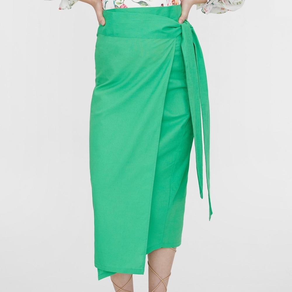 Never Fully Dressed Linen Jasper Skirt Large